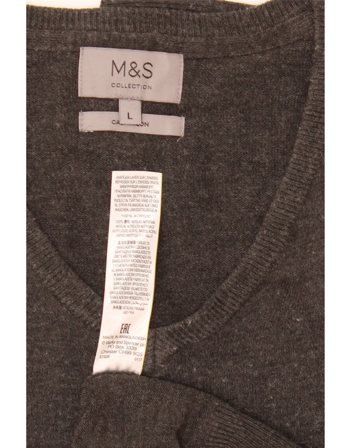 Marks & Spencer Herren-Pullover mit V-Ausschnitt, groß, Acryl, Grau