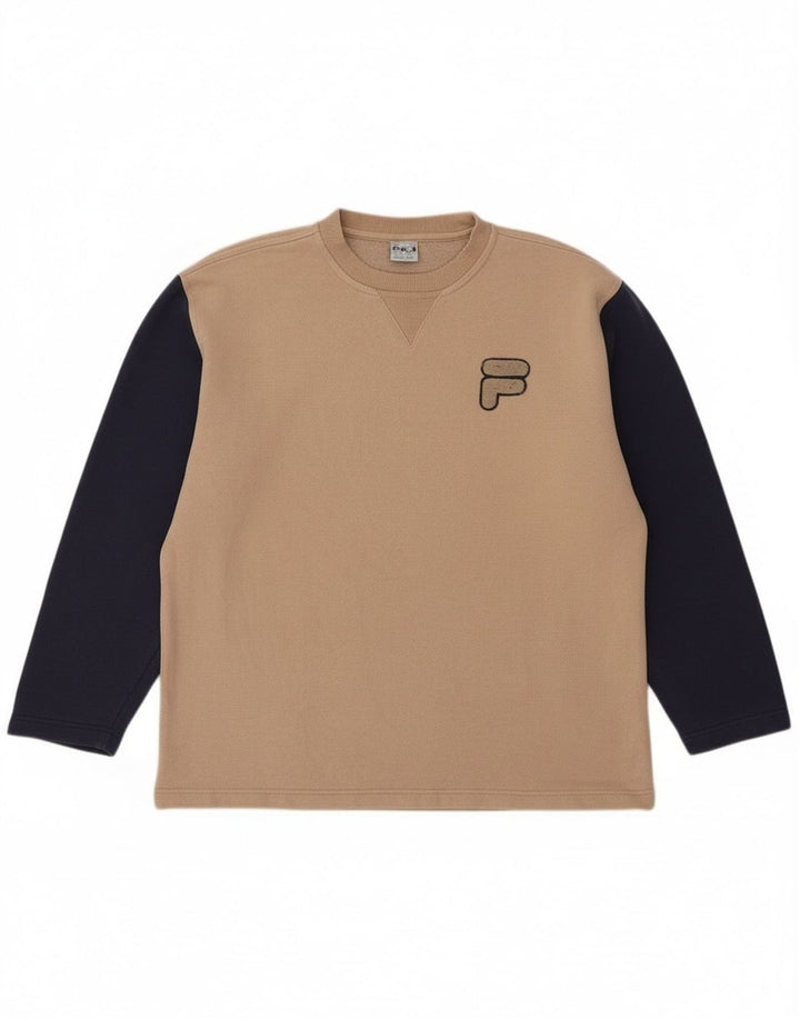 Fila Grafik-Sweatshirt für Jungen, 13–14 Jahre, groß, Beige, Farbblock