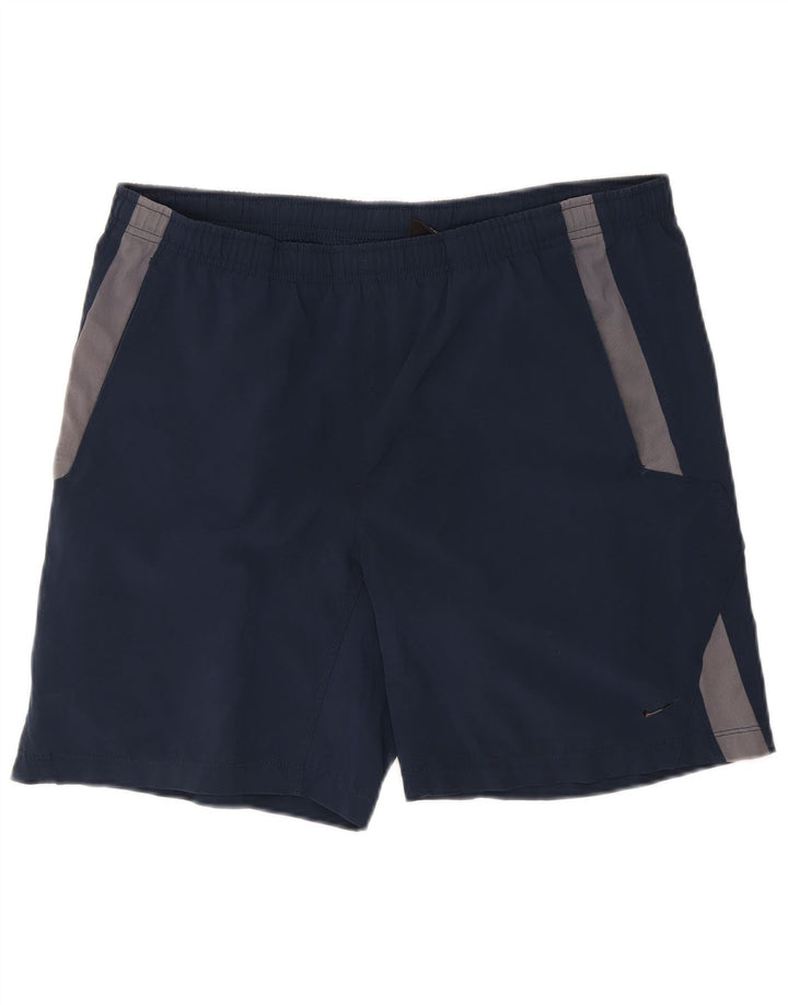 Nike Herren-Sportshorts, Größe S, Marineblau, Farbblock-Polyester