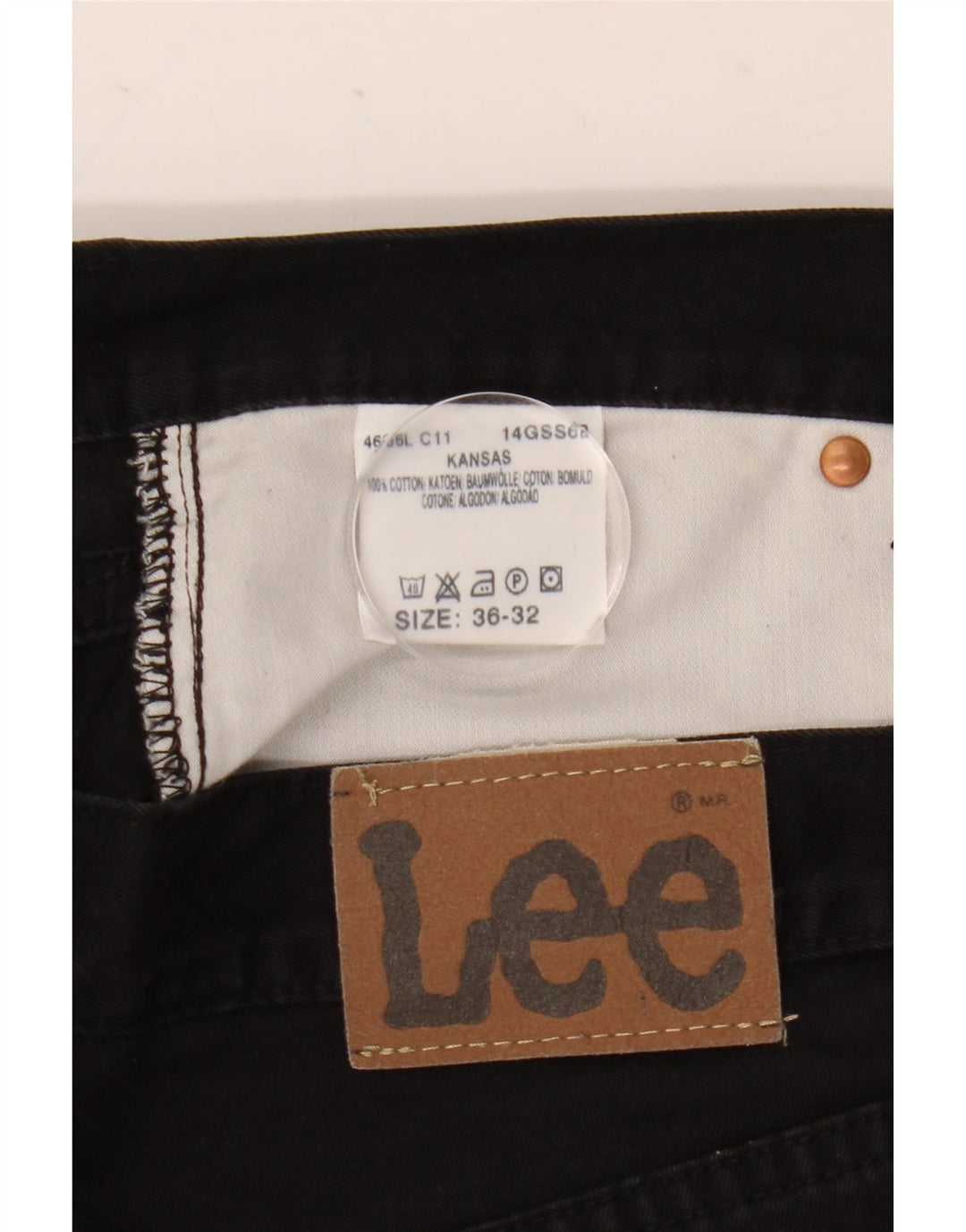 Lee Herren Kansas Straight Jeans W36 L32 Schwarze Baumwolle