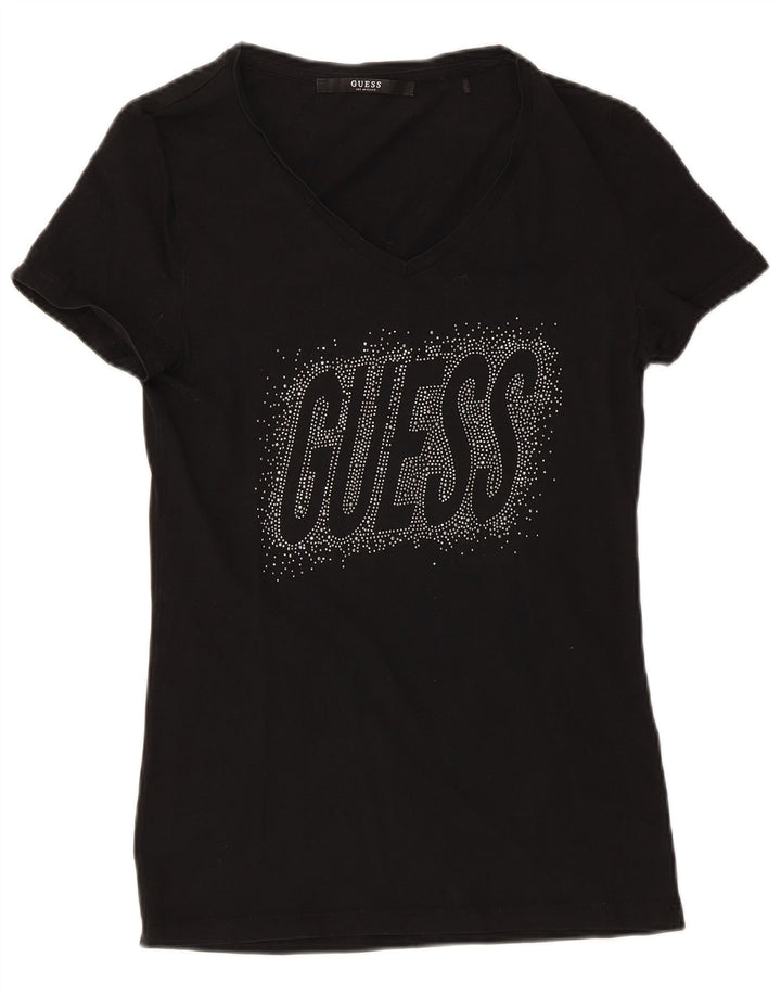 Guess Grafik-T-Shirt-Oberteil für Damen, Gr. 8, Schwarz