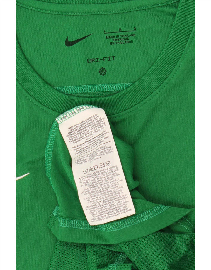 Nike Damen Dri Fit T-Shirt Top UK 14 Large Grün Polyester