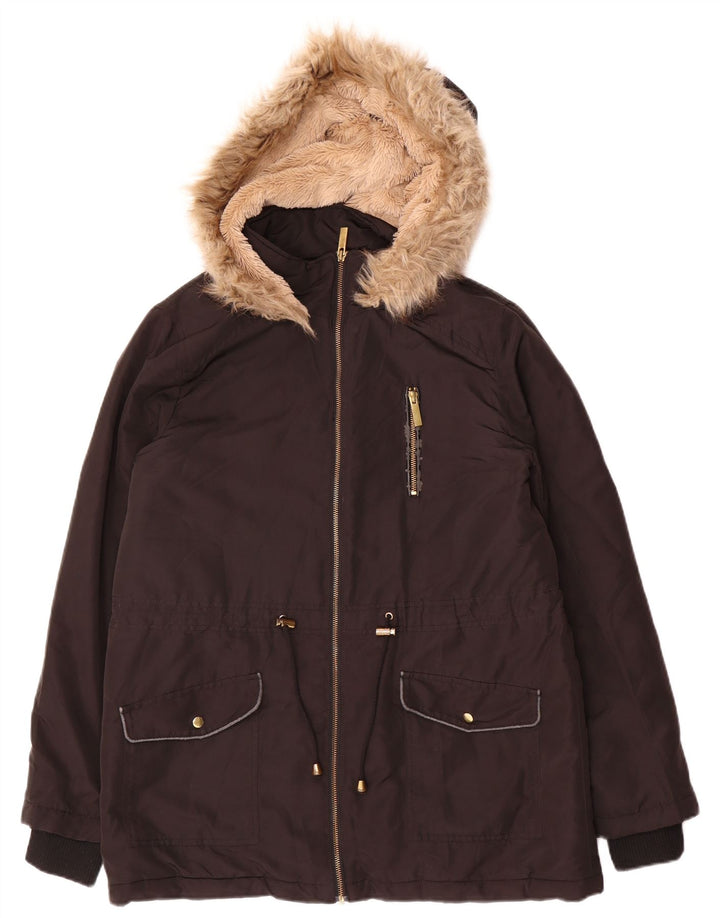 Oasis Damen-Parkajacke mit Kapuze, UK 14, mittelschwarz