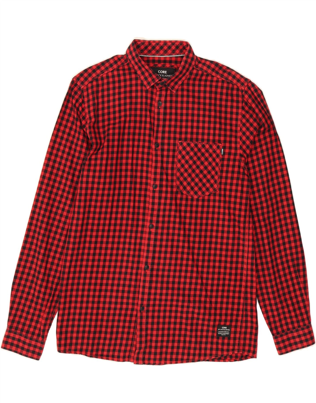 JACK & JONES Mens Shirt Large Red Gingham Cotton Vintage Jack & Jones and Second-Hand Jack & Jones from Messina Hembry 
