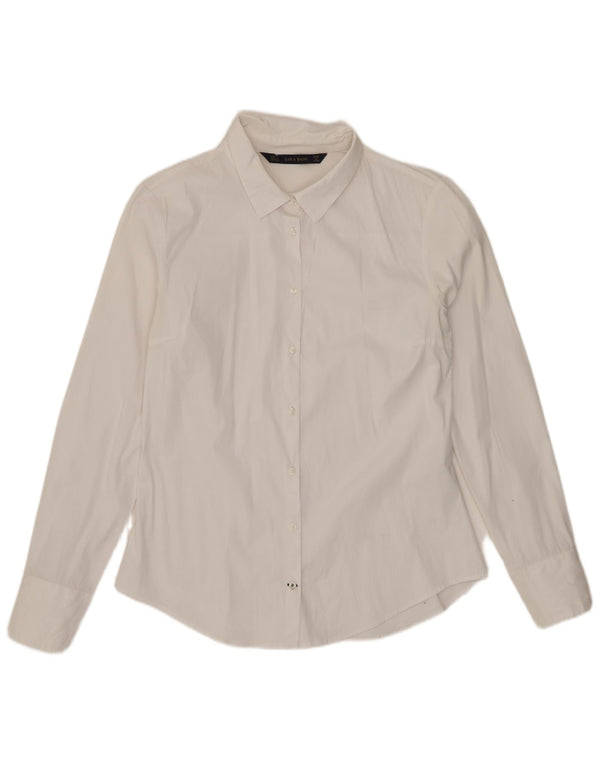 Zara Damen-Hemd UK 14 Large Weiße Baumwolle