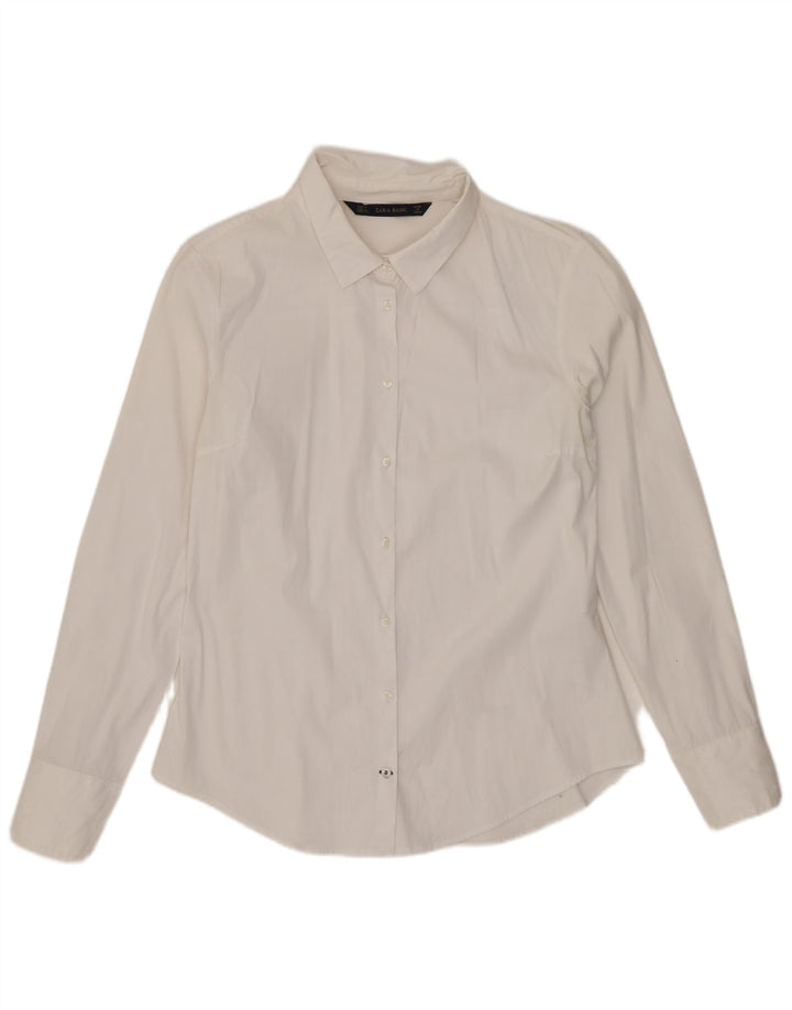 Zara Damen-Hemd UK 14 Large Weiße Baumwolle