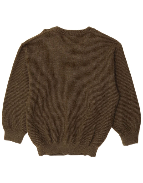 Vintage Herren Cardigan Pullover IT 50 Medium Khaki Schurwolle