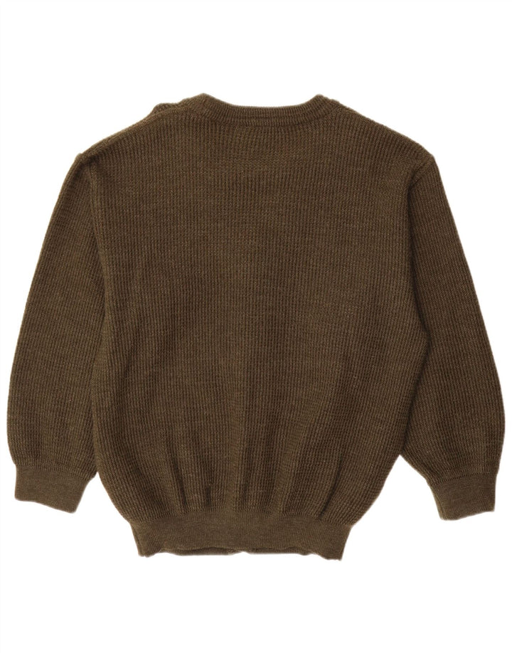 Vintage Herren Cardigan Pullover IT 50 Medium Khaki Schurwolle