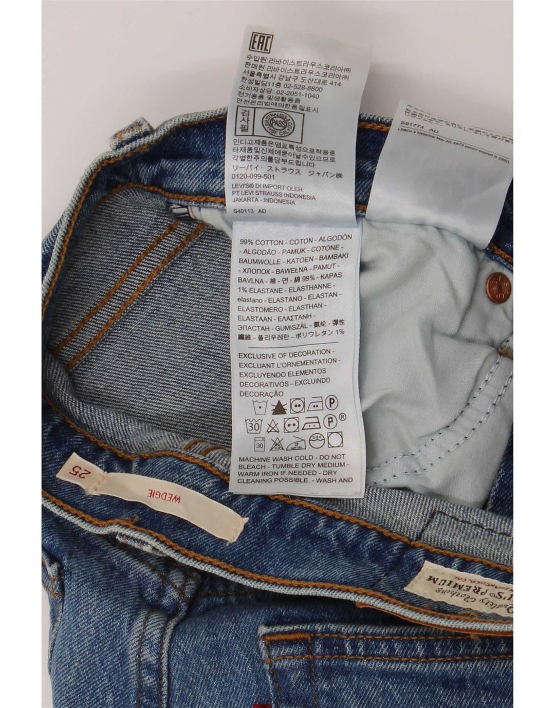 Levi's Damen Wedgie Straight Jeans W25 L27 Blaue Baumwolle