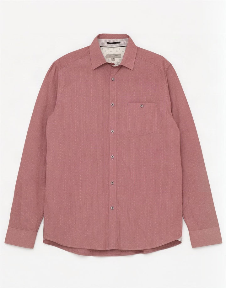 Ted Baker Herrenhemd Größe 5 XL, rote Nadelstreifen-Baumwolle