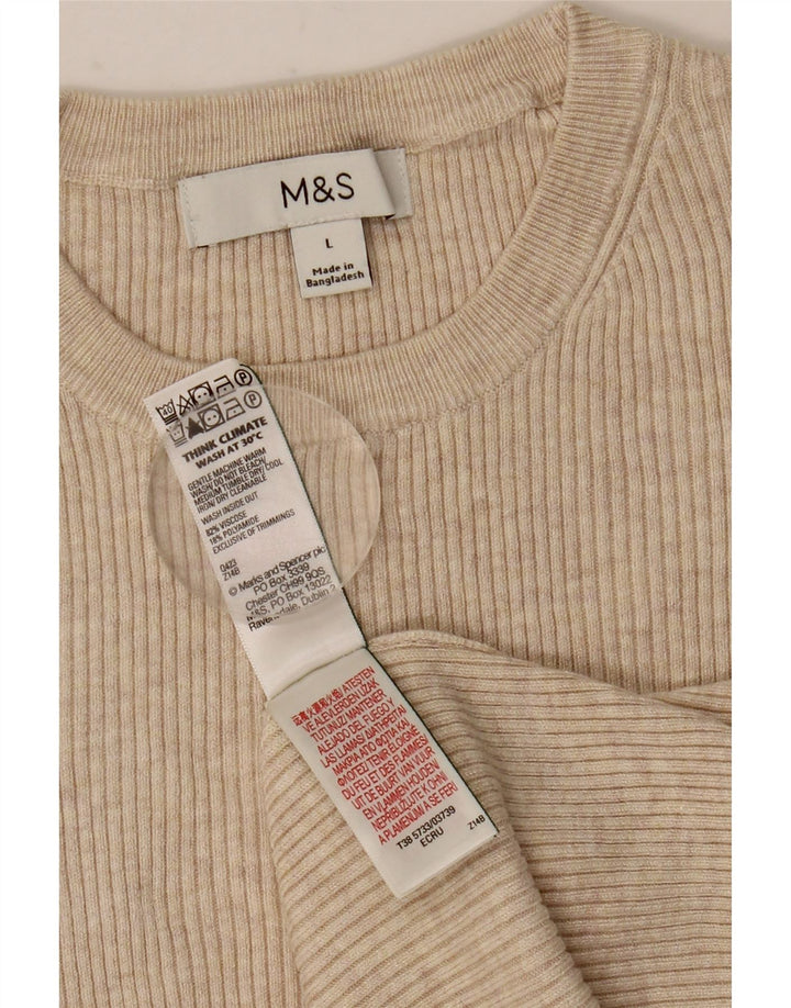 MARKS & SPENCER Damen T-Shirt Top UK 14 Large Beige Viskose
