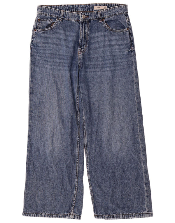 Marks & Spencer Damen-Jeans mit hoher Taille und weitem Bein, UK 12, Mittel W32 L26, Blau