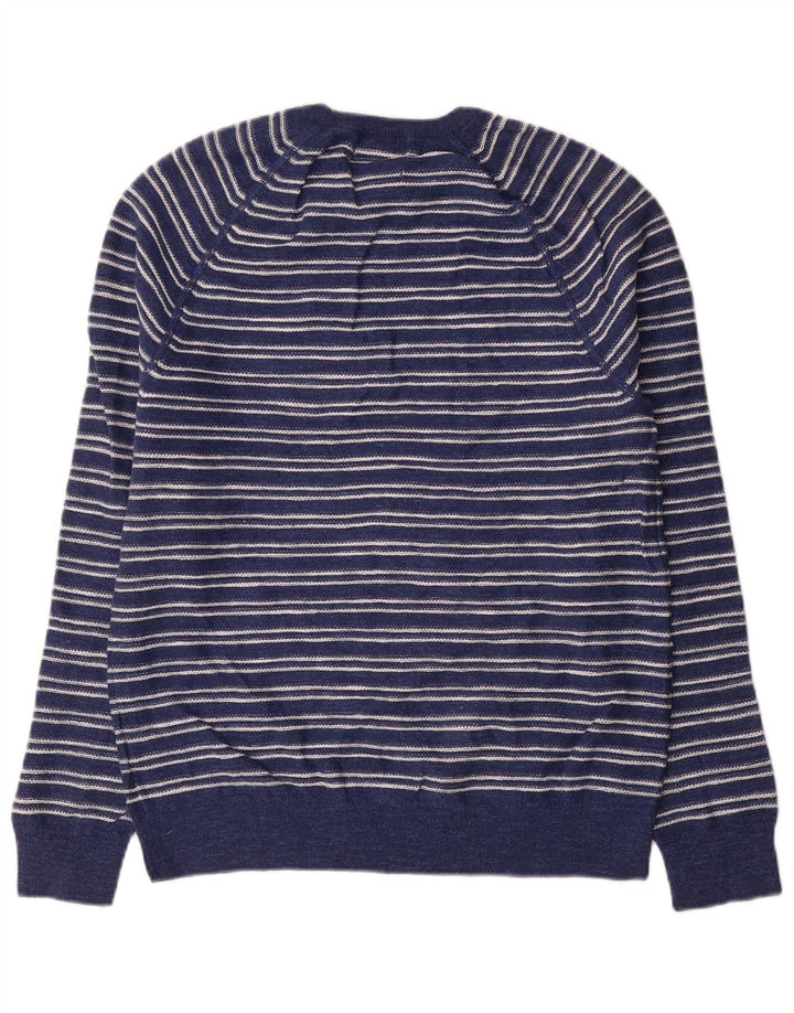 Marks & Spencer Herren-Pullover mit Rundhalsausschnitt, mittleres Marineblau gestreift