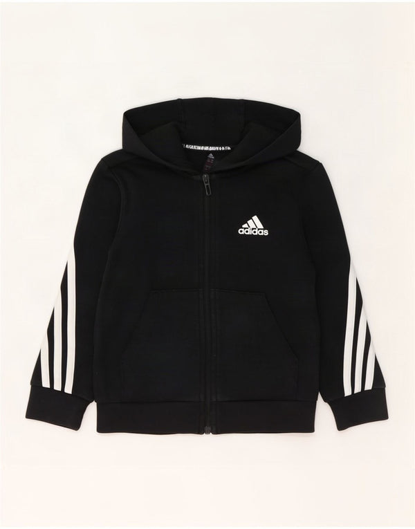 Adidas Jungen Kapuzenpullover mit Reißverschluss, 5–6 Jahre, schwarze Baumwolle