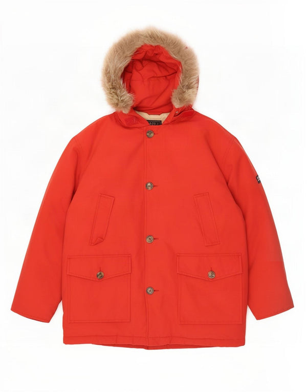 Woolrich Wattierte Jungenjacke mit Kapuze, 11–12 Jahre, rotes Nylon