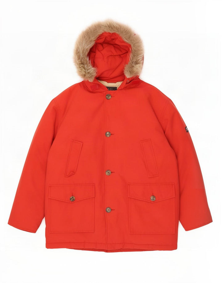 Woolrich Wattierte Jungenjacke mit Kapuze, 11–12 Jahre, rotes Nylon