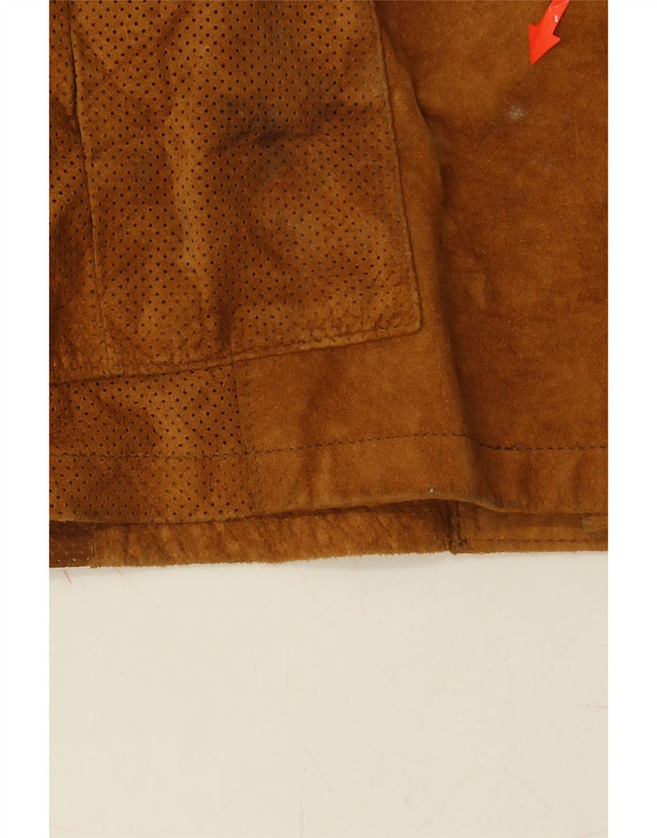 MARCO BALDASSARI Womens Suede Overcoat UK 14 Medium Brown Animal Print Vintage Marco Baldassari and Second-Hand Marco Baldassari from Messina Hembry 