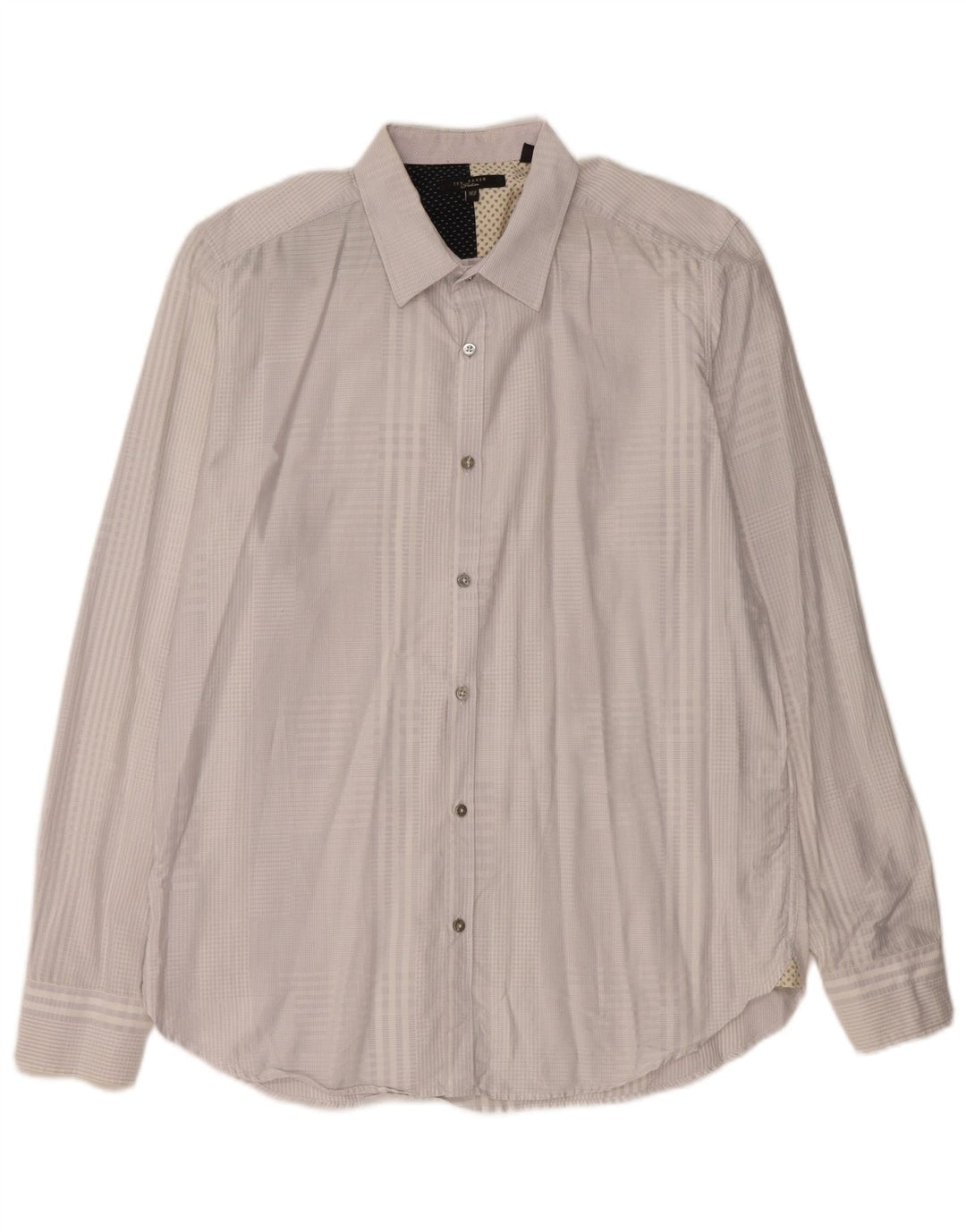 Ted Baker Herrenhemd, Größe 16,5, groß, graue Gingham-Baumwolle