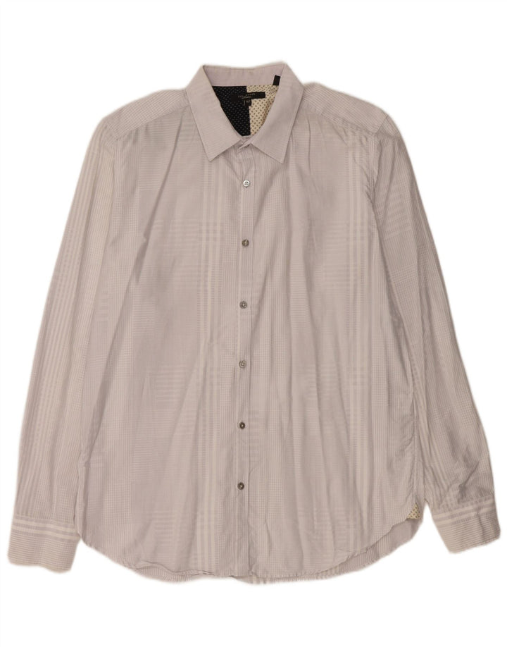Ted Baker Herrenhemd, Größe 16,5, groß, graue Gingham-Baumwolle