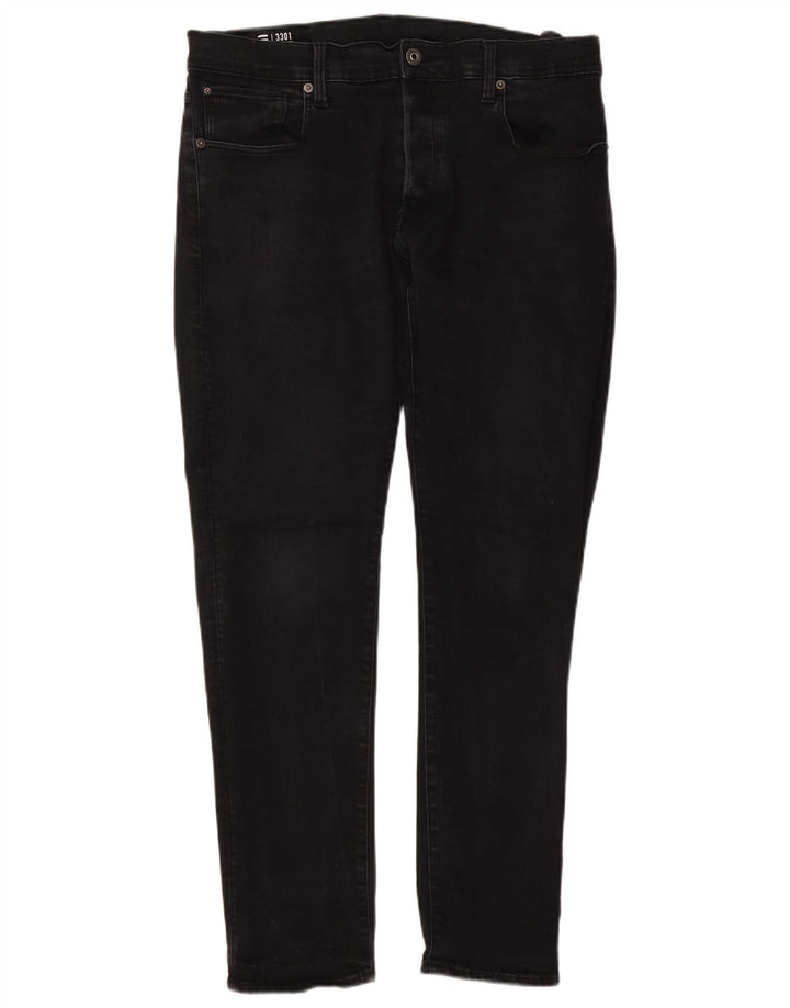 G-Star Herren 3301 Slim Jeans W36 L32 Schwarze Baumwolle