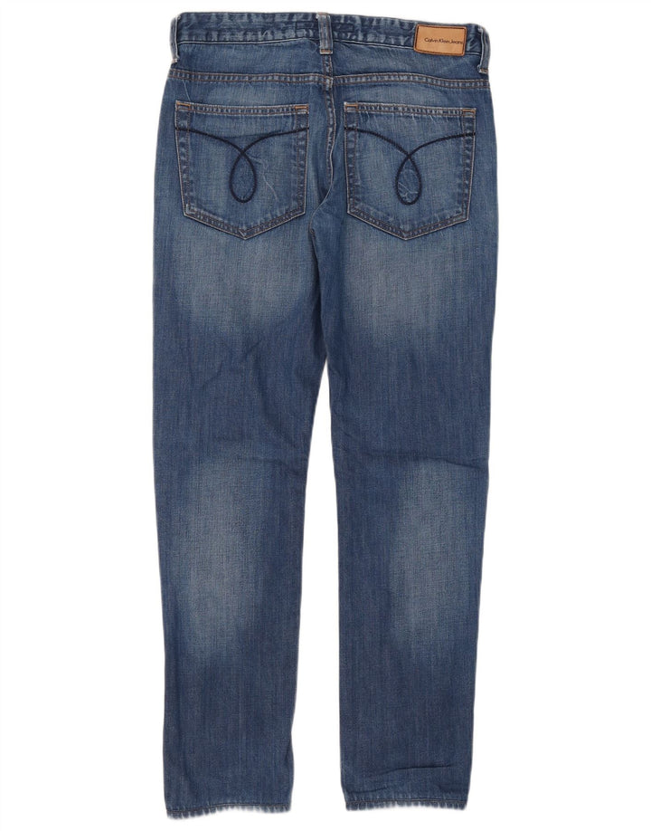 Calvin Klein Damen Slim Jeans W30 L32 Blaue Baumwolle