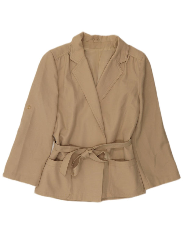 Vintage Damen Blazer Jacke UK 14 Medium Beige Polyester