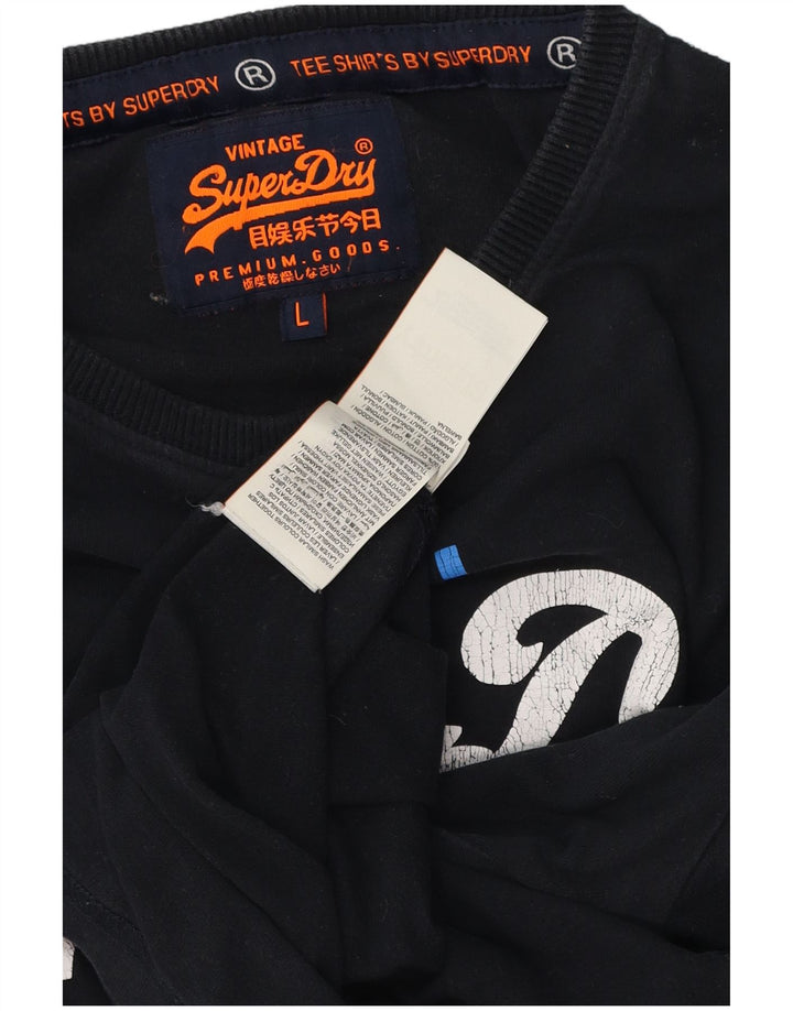 Superdry Herren Graphic Top Langarm Large Schwarz Baumwolle