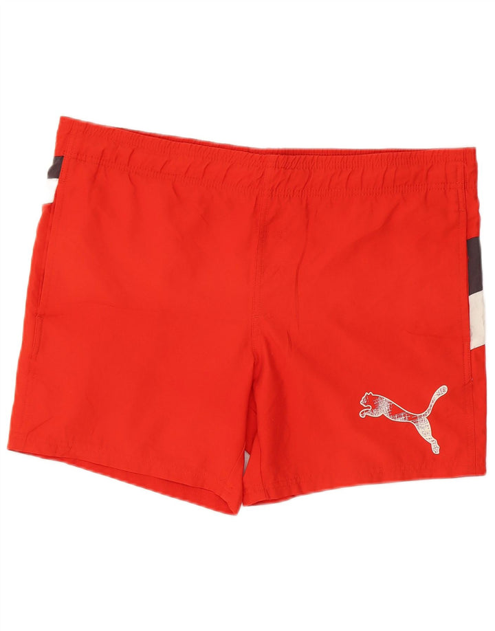 Puma Herren-Badeshorts mit Grafik, Mittelrotes Farbblock-Polyester