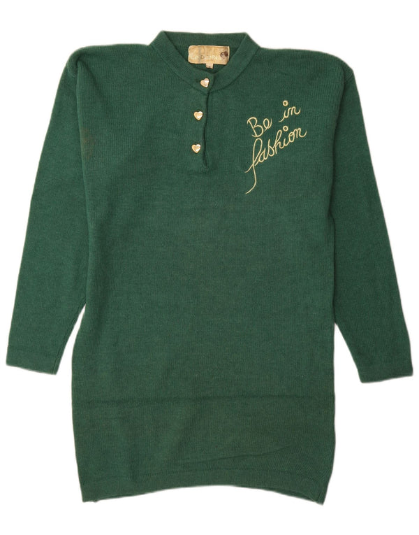 Vintage Damen Langarm-Übergroßes Pulloverkleid UK 10 Small Green