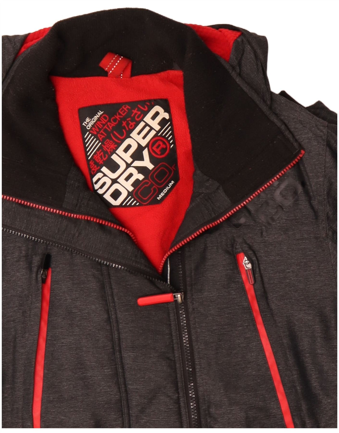 SUPERDRY Herren-Windjacke mit Kapuze, UK 38, Mittelgrau, Polyester