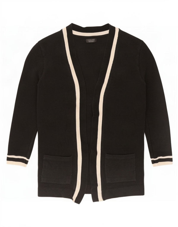 Zara Mens Open Cardigan Sweater Medium Black Colourblock Cotton