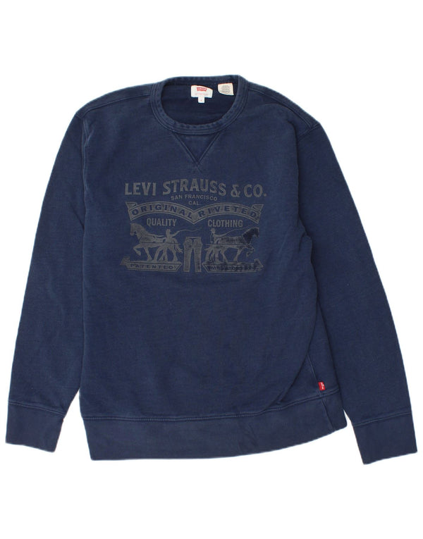 LEVI'S Mens Graphic Sweatshirt Jumper Small Navy Blue Cotton