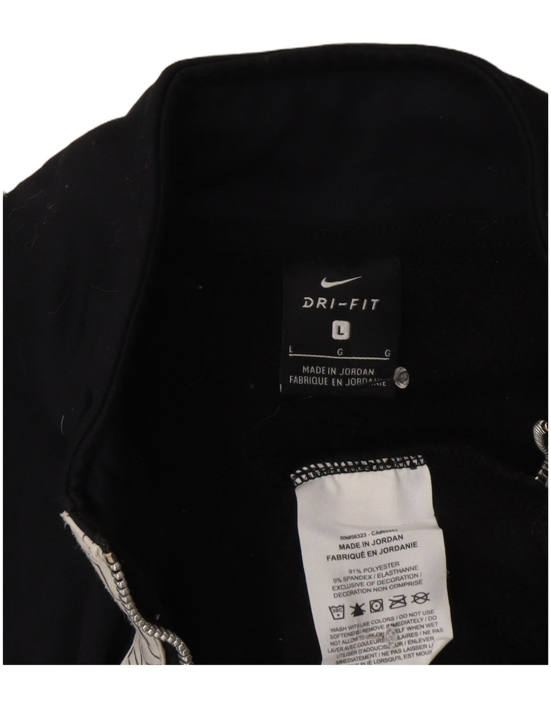 Nike Herren-Sweatshirt mit Dri-Fit-Grafik und Reißverschluss, Größe L, aus schwarzem Polyester