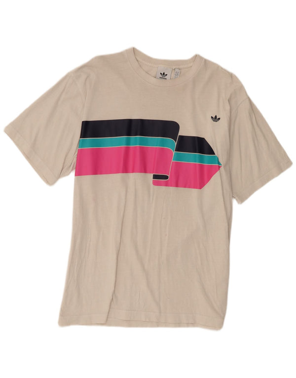 Adidas Herren T-Shirt Top XL Beige Colourblock Baumwolle