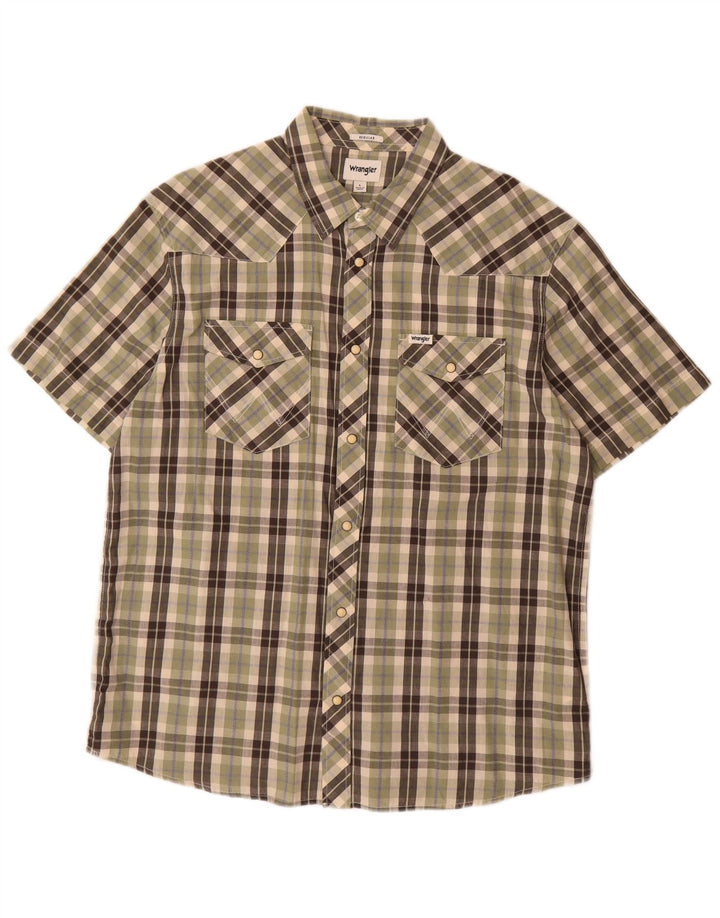 Wrangler Herren-Hemd, kurzärmelig, normale Passform, groß, Khaki, kariert, Baumwolle