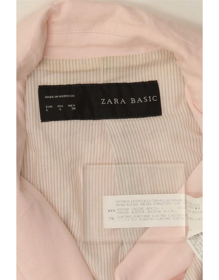 Zara Damen 1-Knopf-Blazerjacke UK 14 Große rosa Viskose