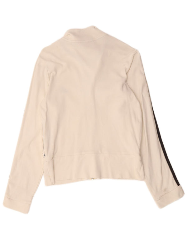 Adidas Damen Trainingsanzug Top Jacke UK 12 Mittelweiße Baumwolle