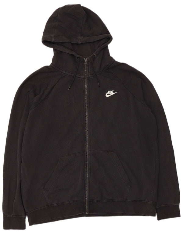Nike Damen-Pullover mit übergroßem Reißverschluss und Kapuze, UK 18, XL, schwarze Baumwolle