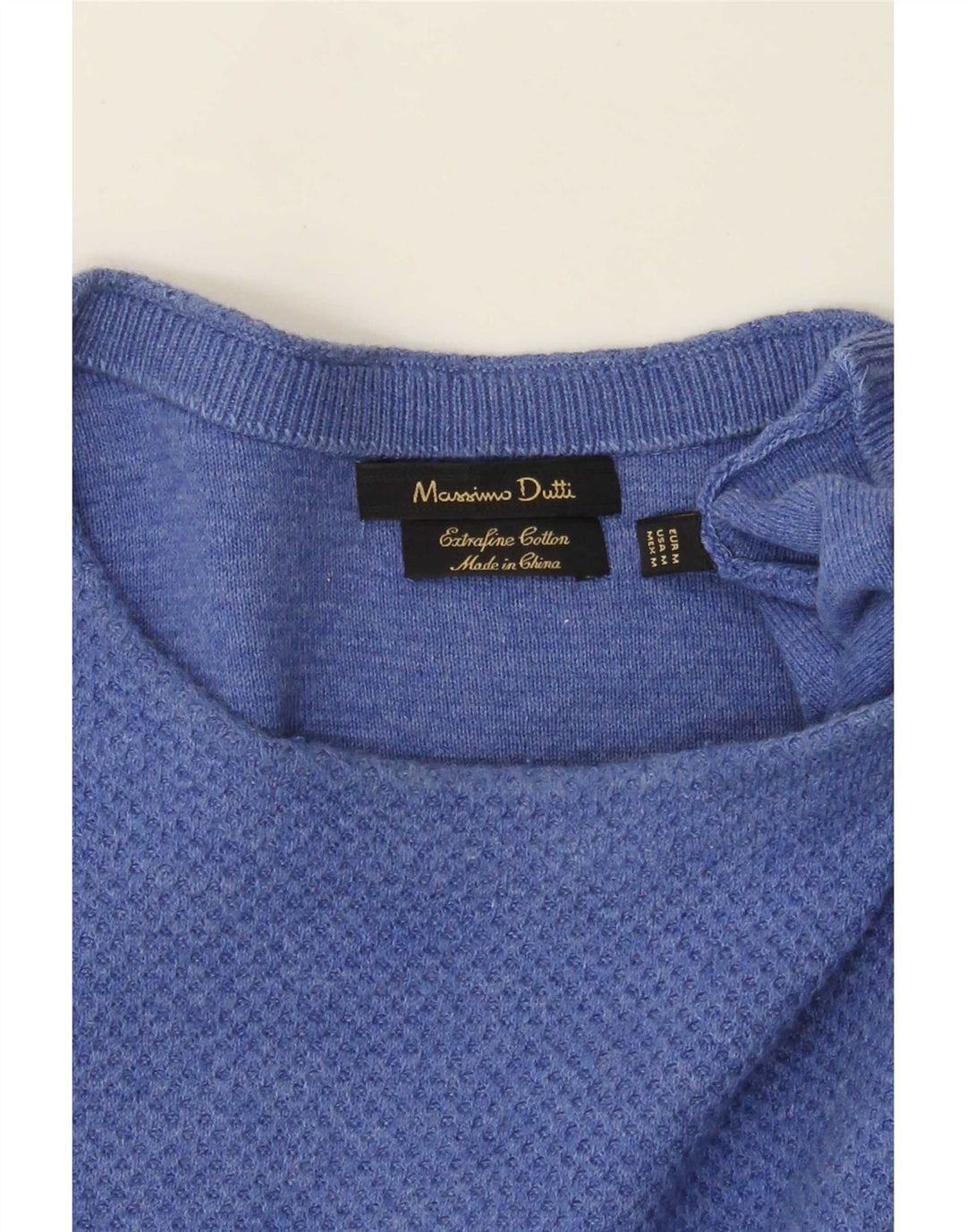 Massimo Dutti Herren-Pullover mit Rundhalsausschnitt, Mittelblau