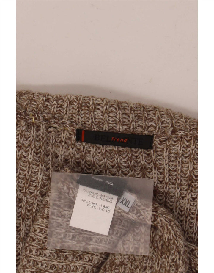 Belmonte Herren-Cardigan-Pullover 2XL Braun geflecktes Acryl