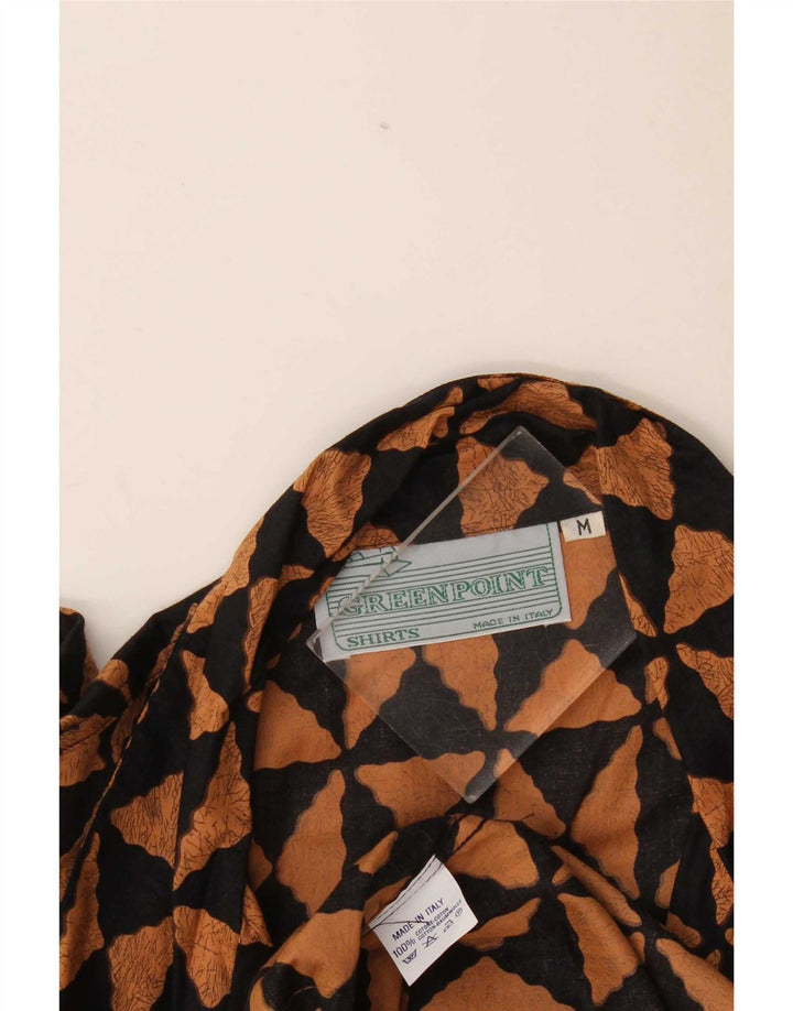Vintage Herren Kurzarmhemd mittelschwarze geometrische Baumwolle