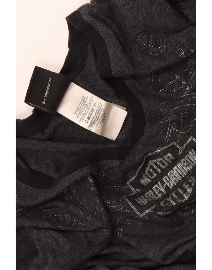Harley Davidson Damen Top Langarm UK 20 2XL Graue Baumwolle