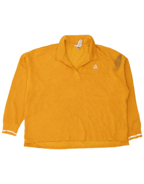 Reebok Damen Übergroßes grafisches Langarm-Poloshirt UK 22 3XL Gelb
