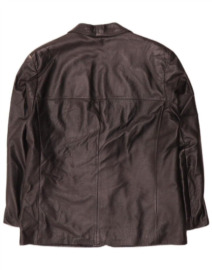 Vintage Herren 2 Knopf Leder Blazer Jacke IT 50 Großes schwarzes Leder