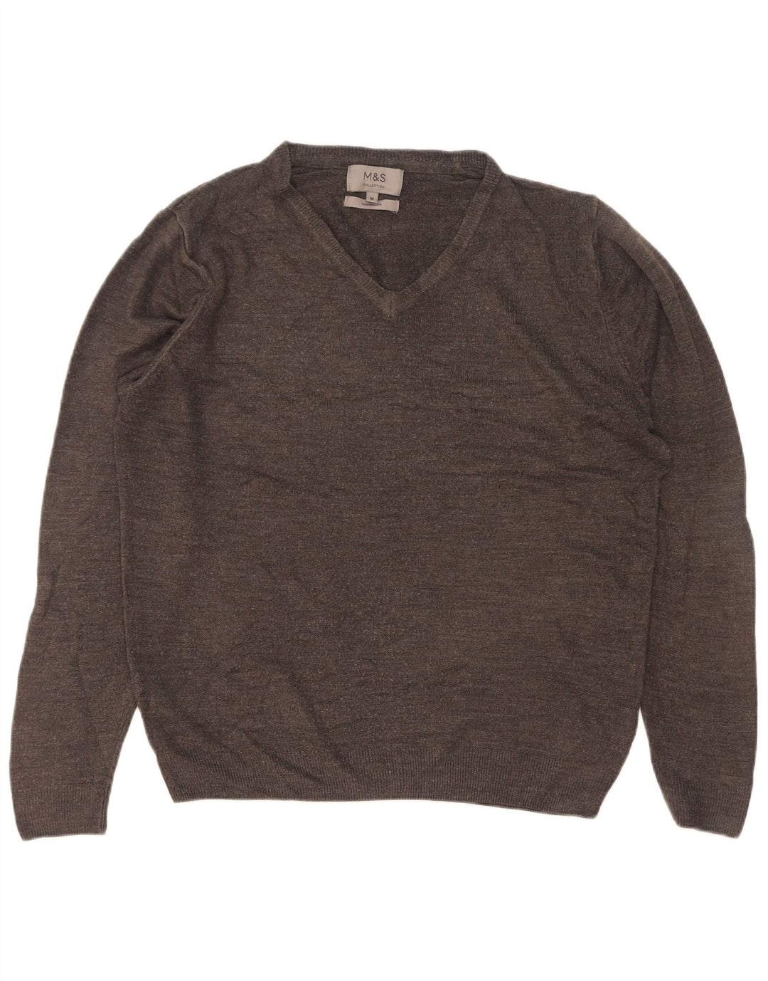 Marks & Spencer Herren-Pullover mit V-Ausschnitt, mittelgraues Acryl