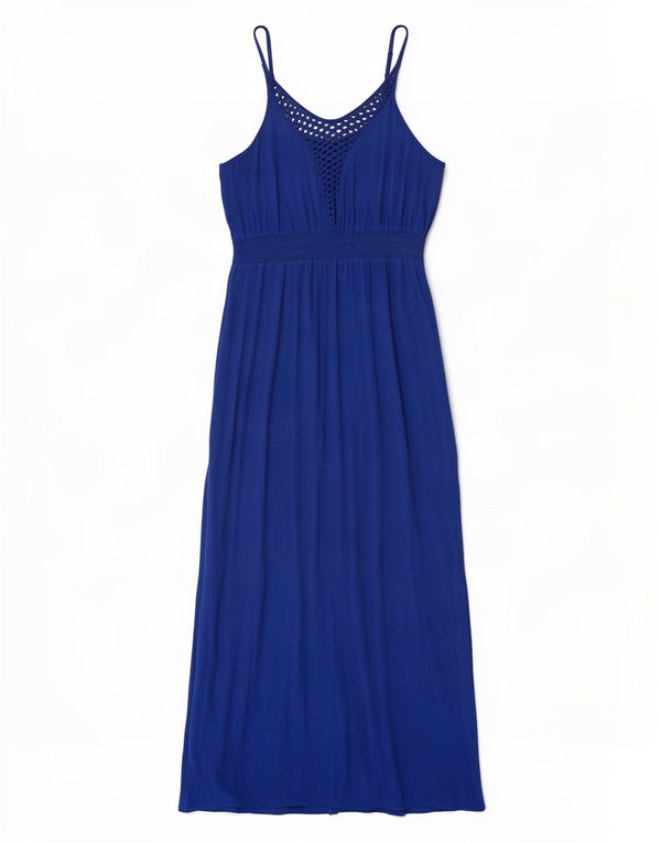 Marks & Spencer Damen Ärmelloses Maxikleid UK 14 Mittelblaue Viskose