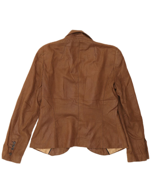 Zara Damen 1-Knopf-Blazer-Jacke, UK 14, großes braunes Polyester