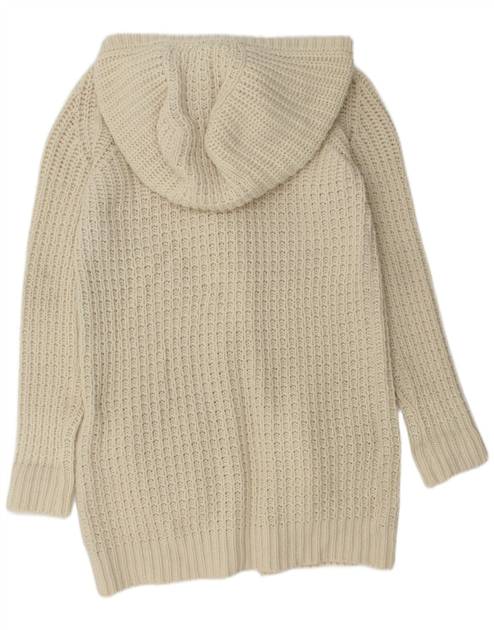 WOOLRICH Damen-Strickjacke in Übergröße, lang geschnitten, Gr. 10, Größe S, gebrochenes Weiß