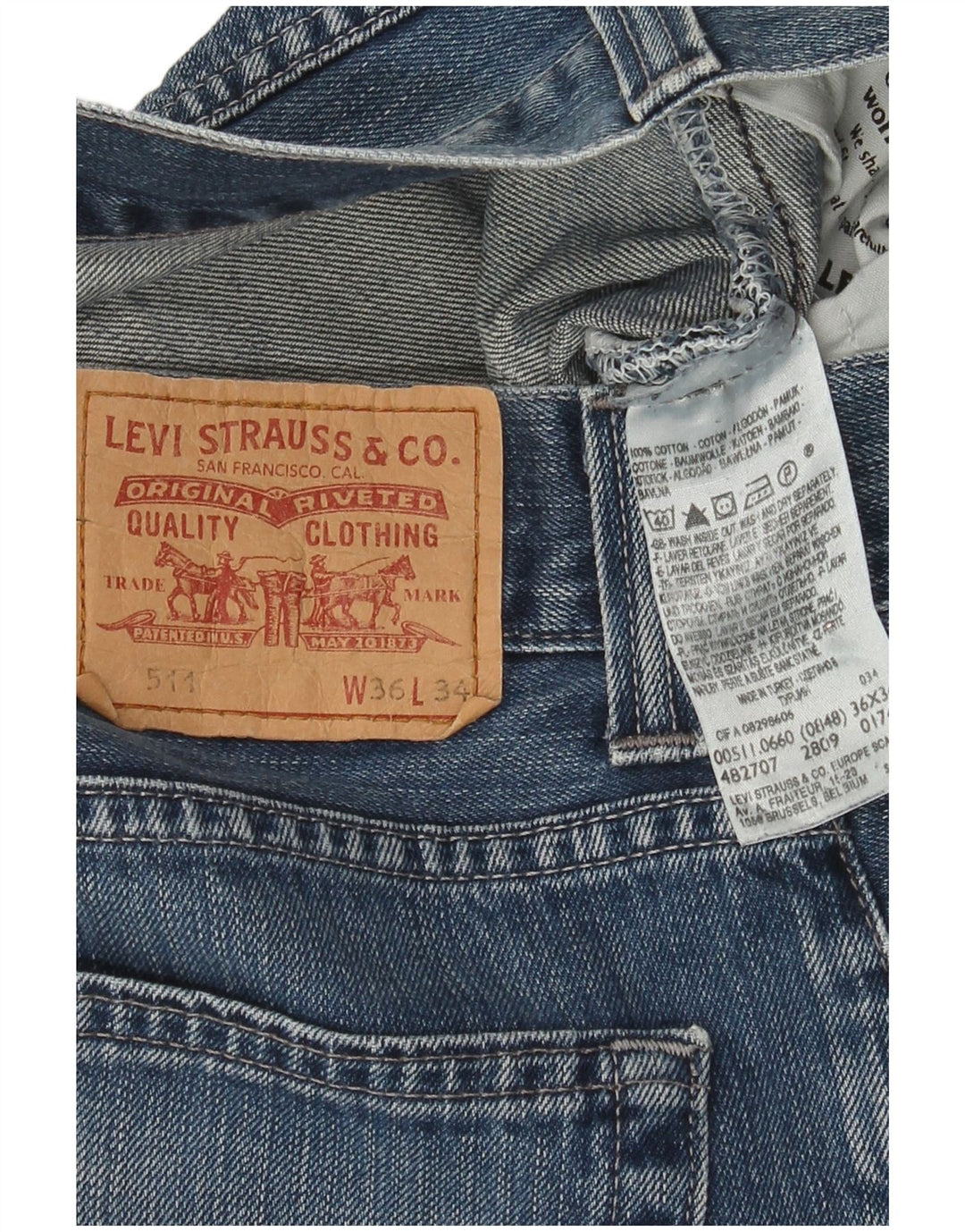Levi's Damen 511 Slim Jeans W36 L27 Blaue Baumwolle