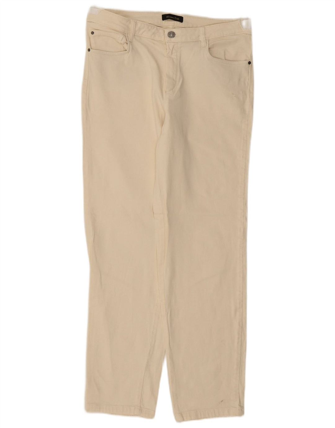 Massimo Dutti Damen Straight Jeans EU 42 Large W32 L28 Beige